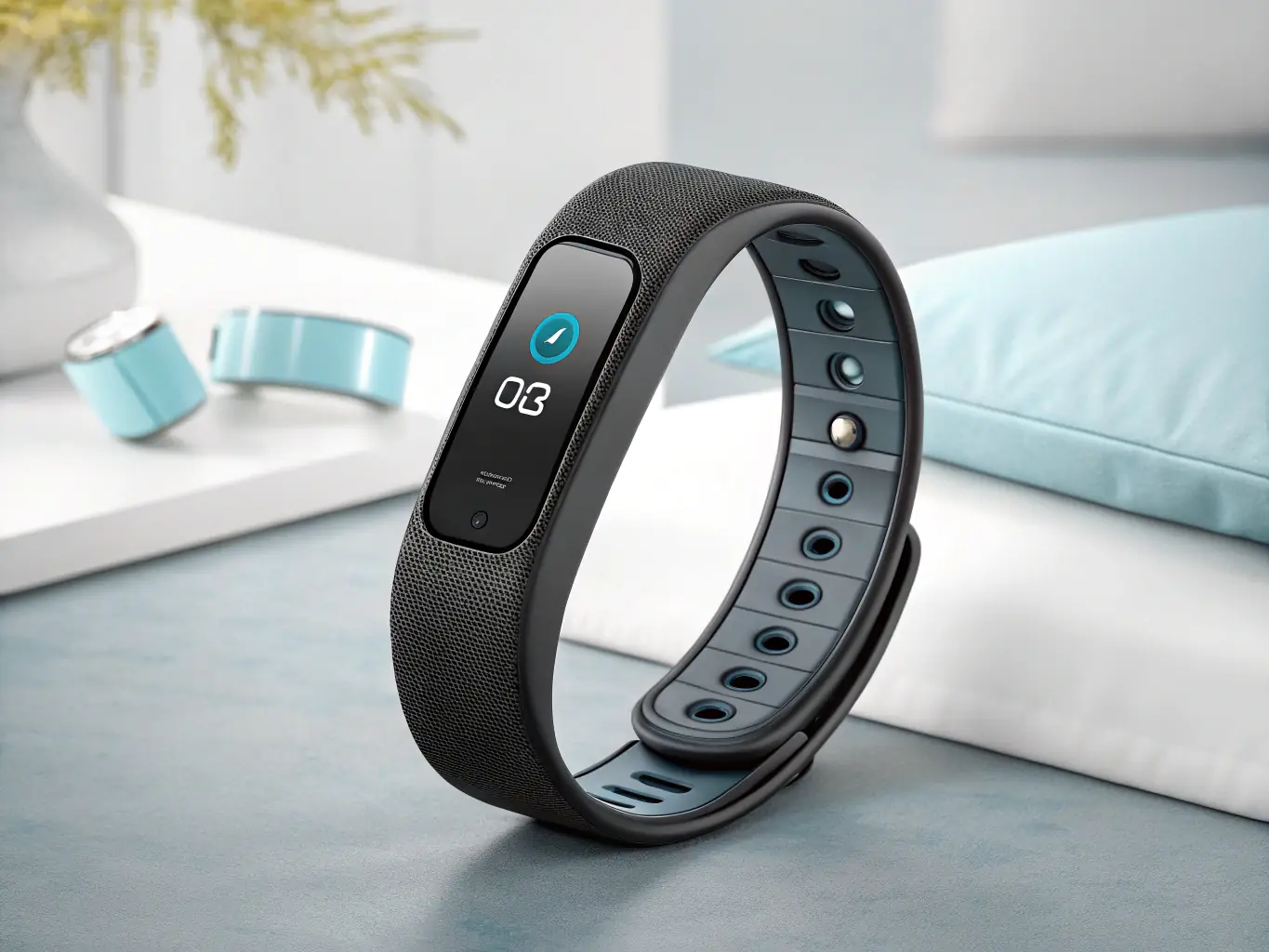 An image showcasing a modern blood pressure monitor, fitness tracker, and sleep sensor arranged on a clean, minimalist background, representing Smart Wellness Devices.